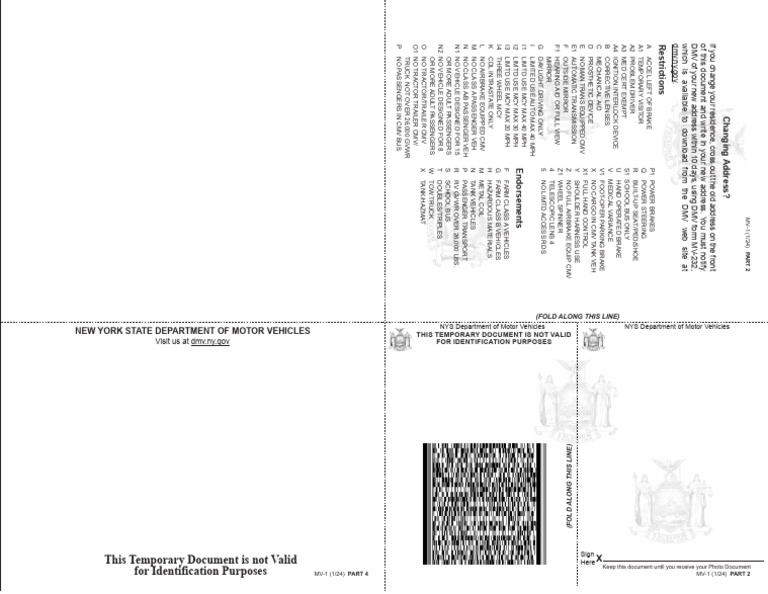 NY DMV Temporary License Document | PDF | Vehicles | Land Transport