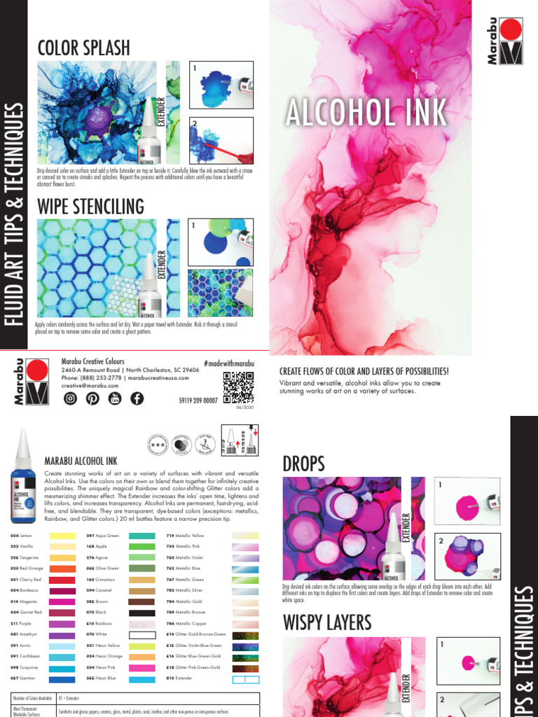 Alcohol Ink Art Techniques Guide | PDF | Ink | Color