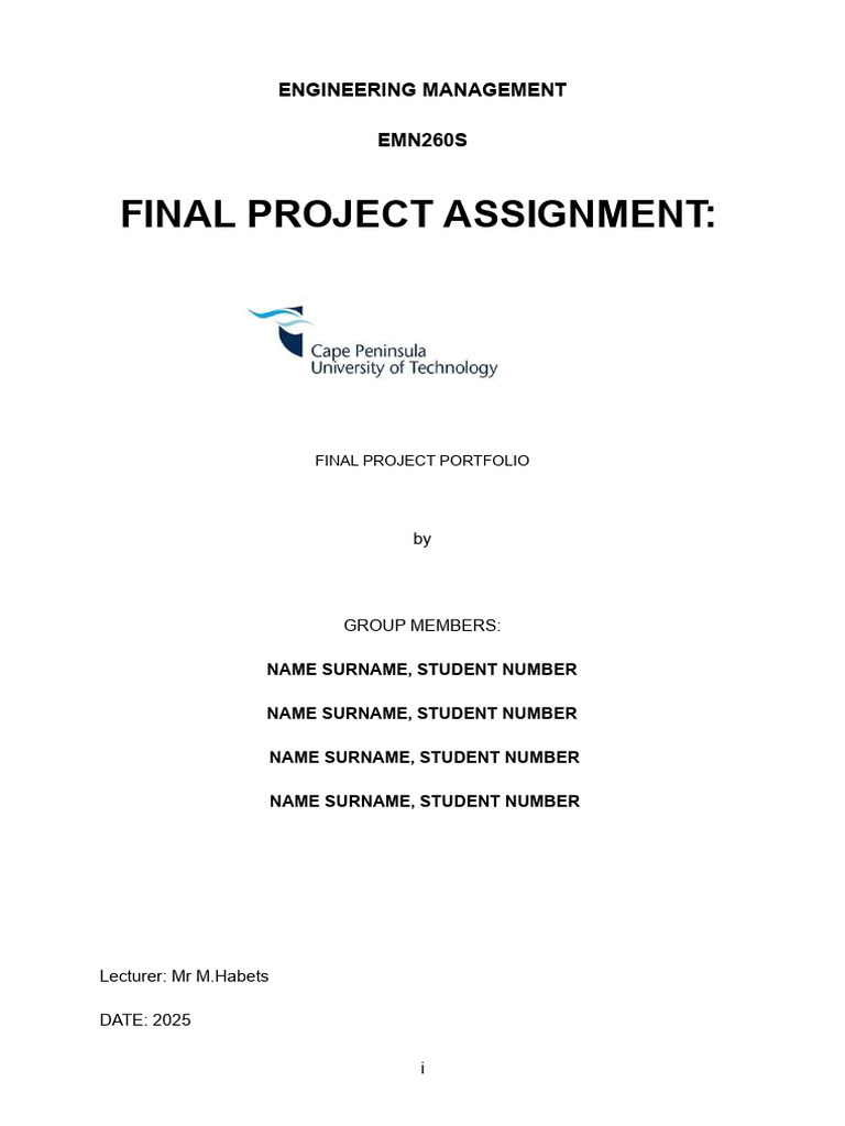Engineering Management Final Project Portfolio | PDF