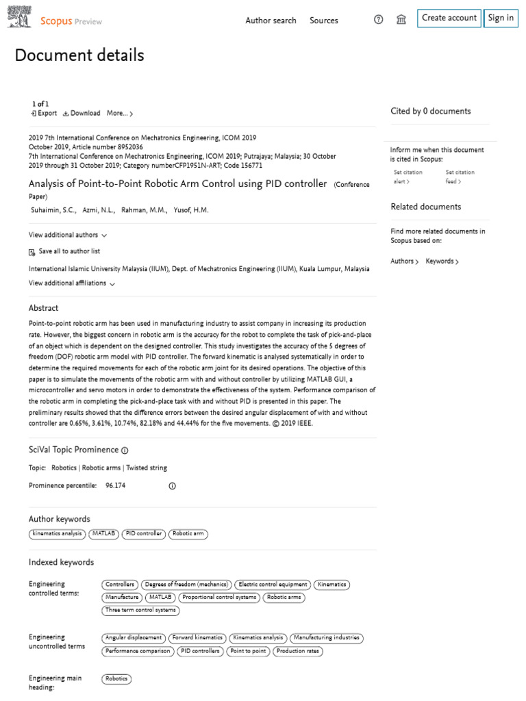 PID Control in Robotic Arm Analysis | PDF