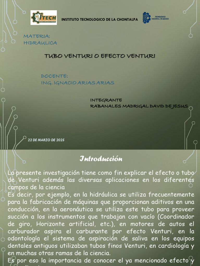 RABANALES MADRIGAL DAVID DE JESUS. TUBO VENTURI | PDF | Ingeniería ...