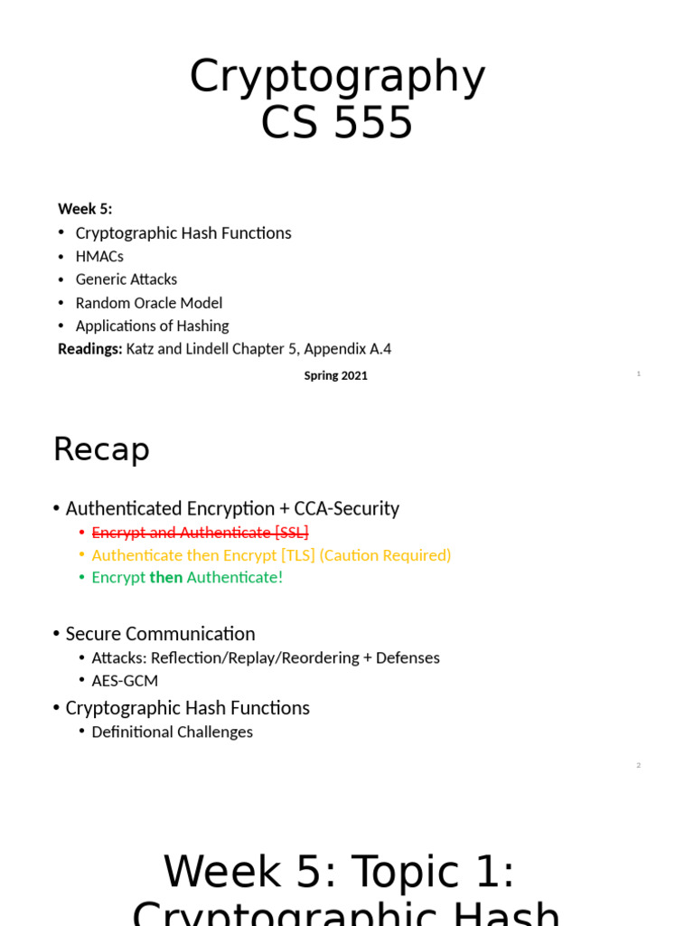 Cryptographic Hash Functions Overview | PDF | Espionage Techniques ...