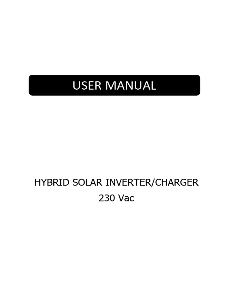 Hybrid Solar Inverter User Manual | PDF | Power Inverter | Battery Charger