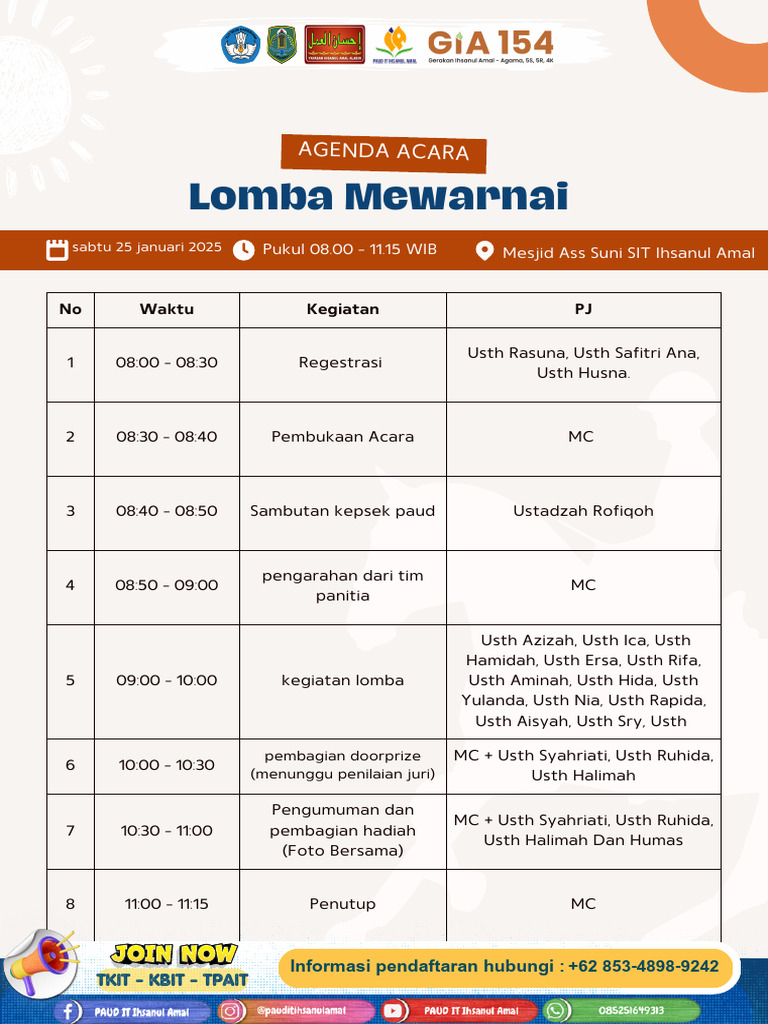 Agenda Lomba Mewarnai 25 Januari 2025 | PDF