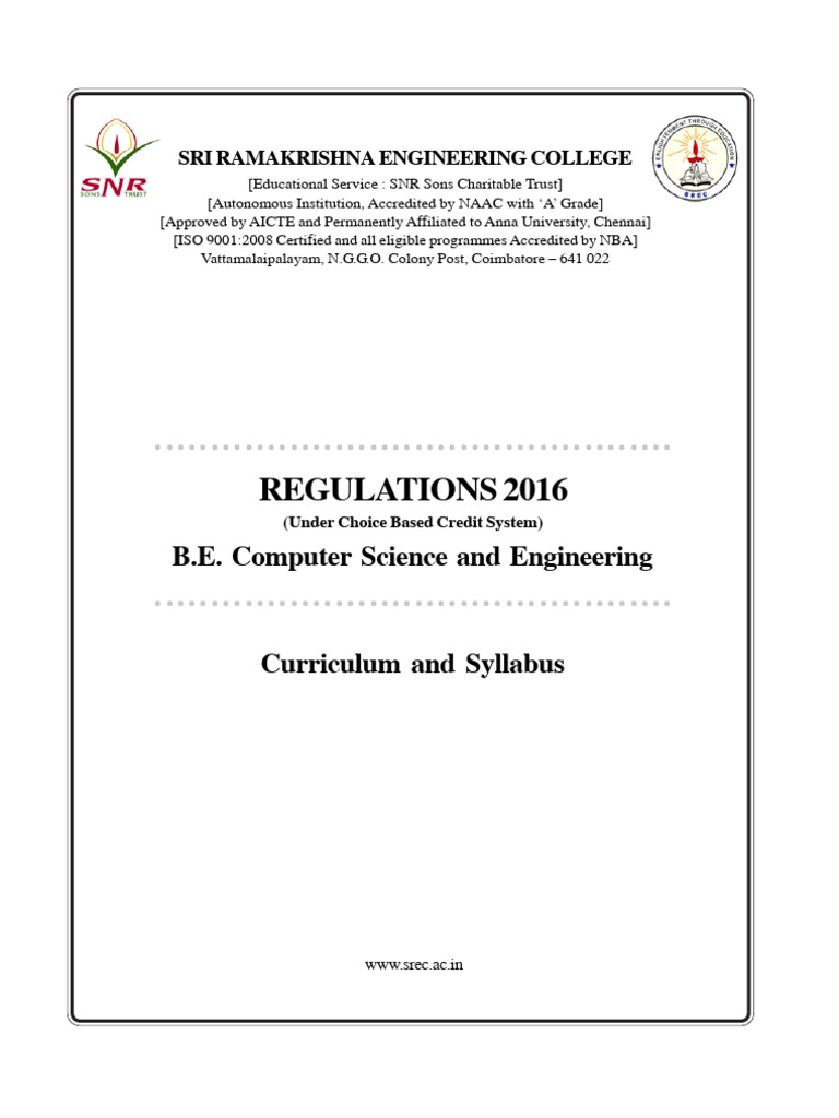 SREC B.E. Computer Science Curriculum 2016 | PDF | Engineering ...