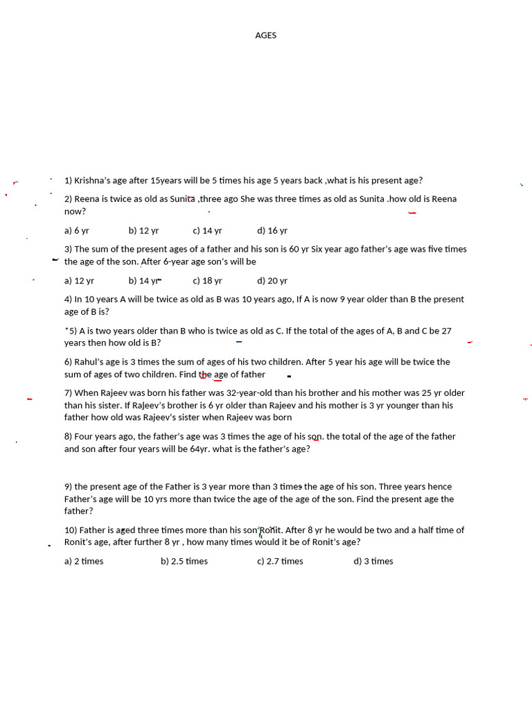 Ages (AutoRecovered) Only Question | PDF | Family