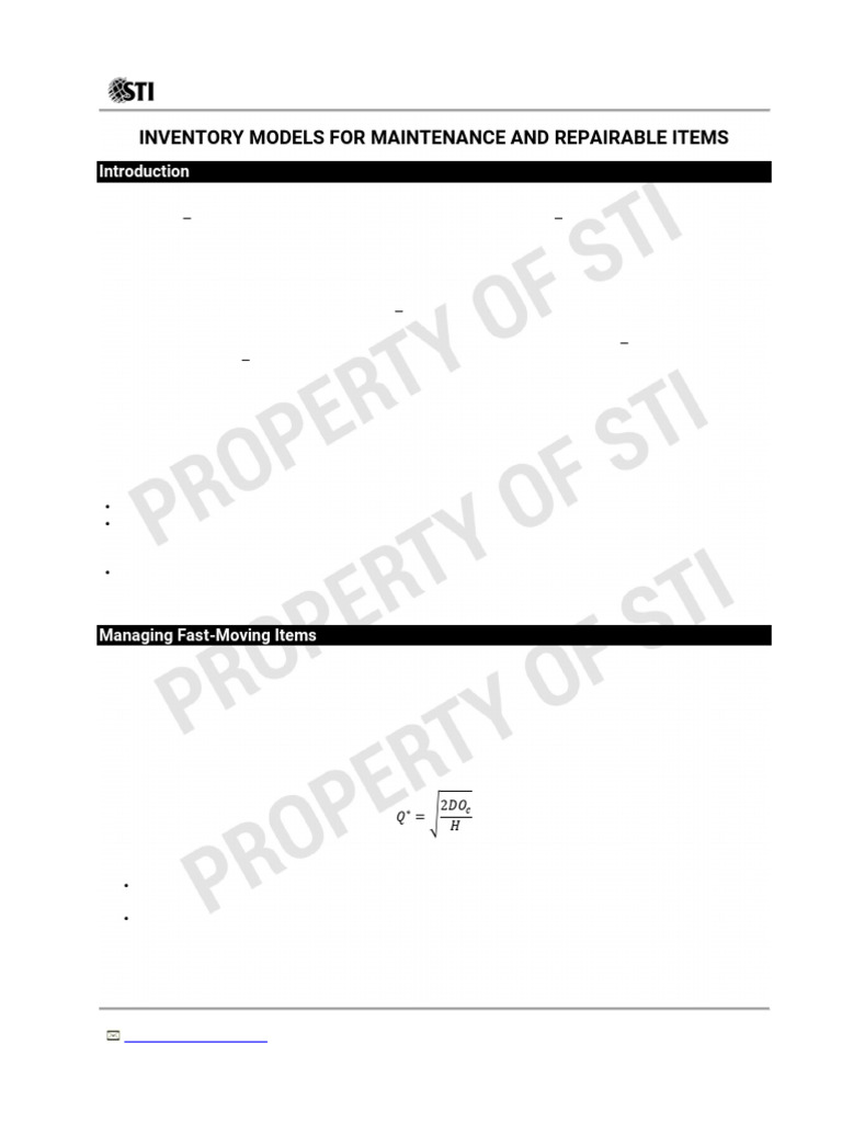 Spare Part Inventory Management Strategies | PDF | Inventory