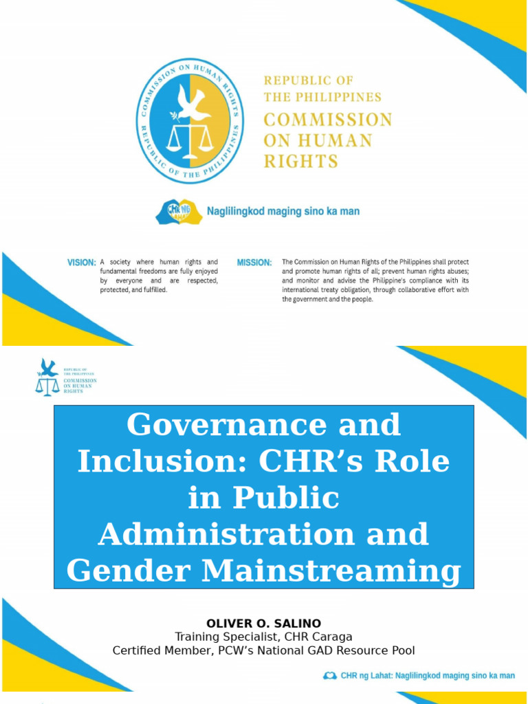 CHR's Role in Gender Mainstreaming | PDF | Justice | Crime & Violence