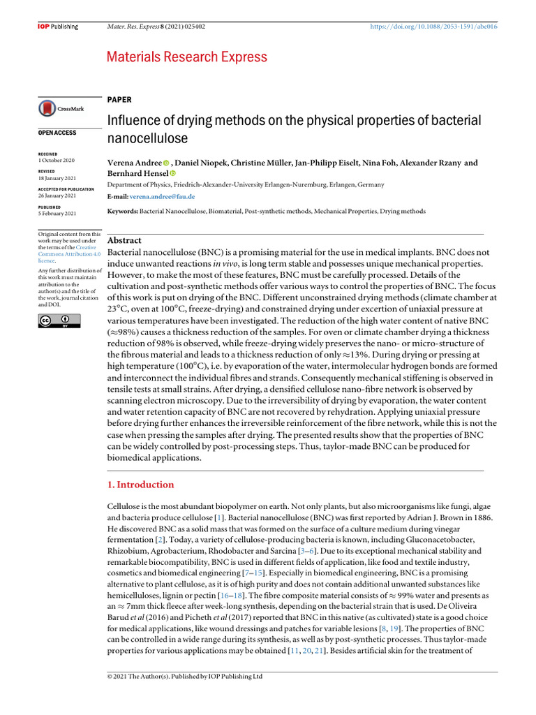 Influence of Drying Methods On The Physical Proper | PDF | Water ...