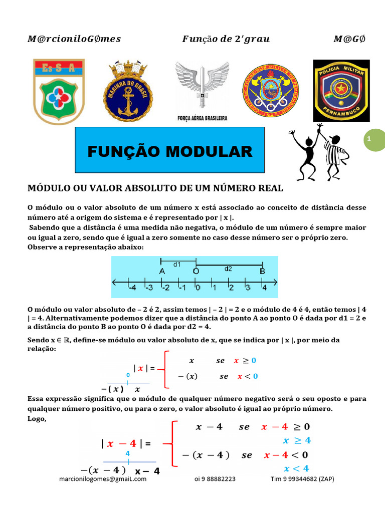 Módulo e Função Modular em Números Reais | PDF | Números | Número real