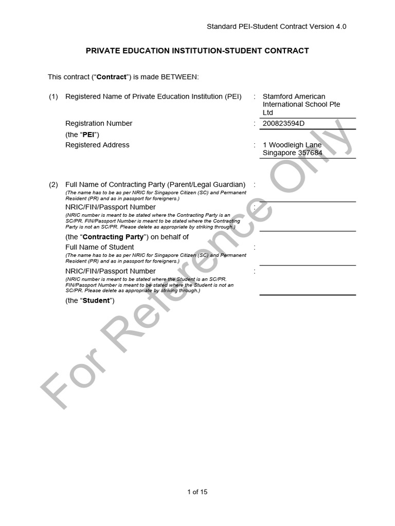 06 Grade11 12 StudentContract - 20240828 Watermarked | PDF | Diploma | Fee