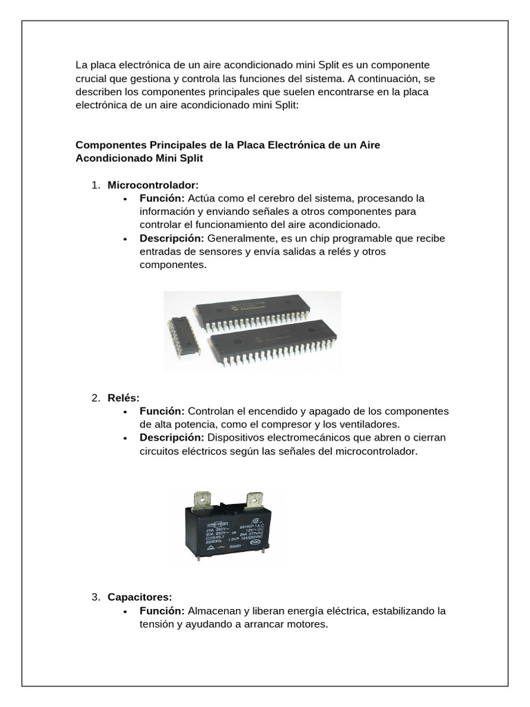 Componentes de Placa Electrónica Mini Split | PDF | Electrónica | Relé
