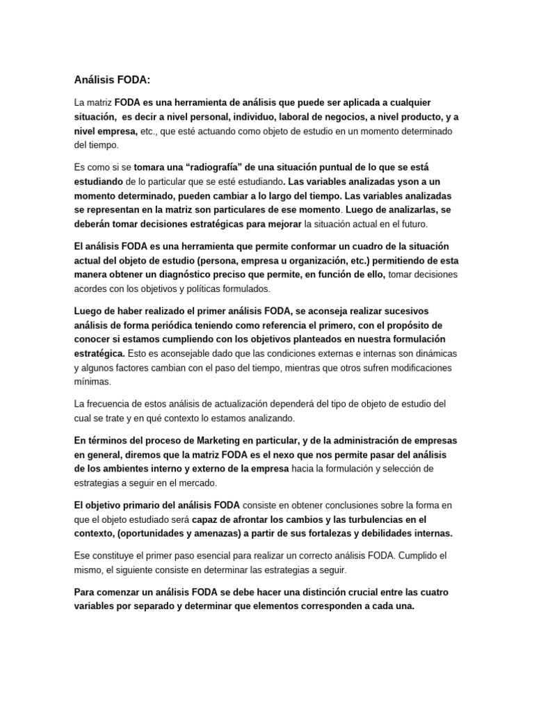 Análisis FODA: Estrategias y Ejemplos | PDF | Análisis FODA | Business
