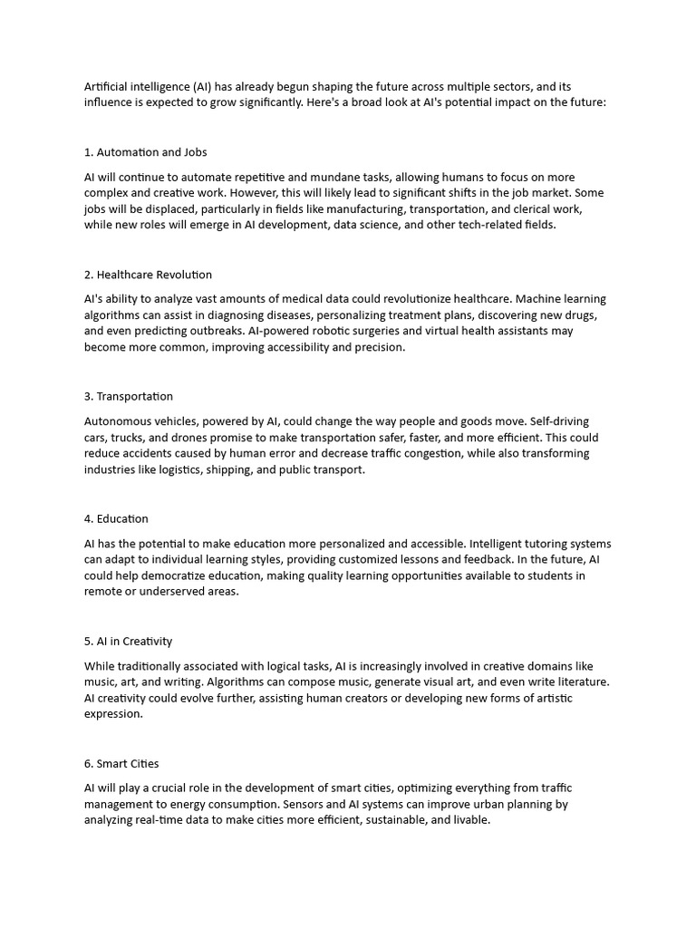 Artificial Intelligence On The Future | PDF | Artificial Intelligence ...