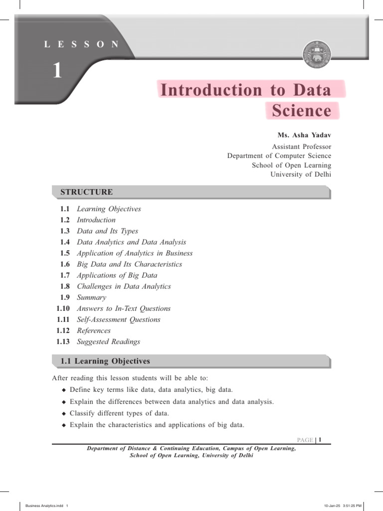 Introduction to Data Science Basics | PDF | Analytics | Data Analysis