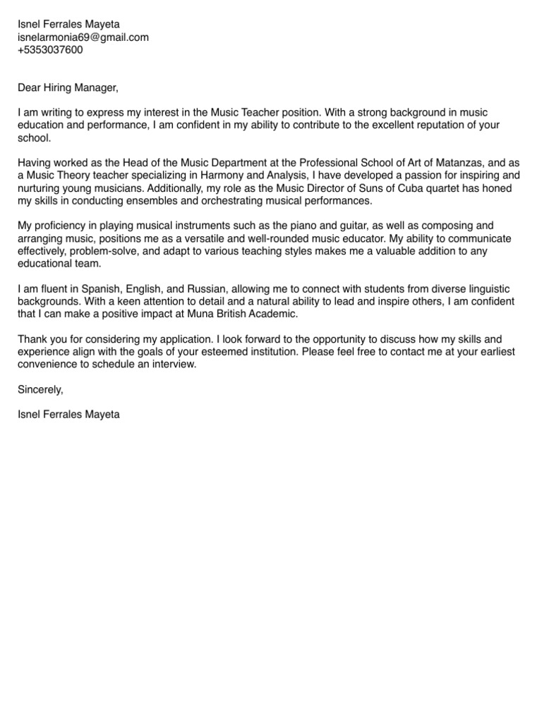 Isnel Cover Letter | PDF