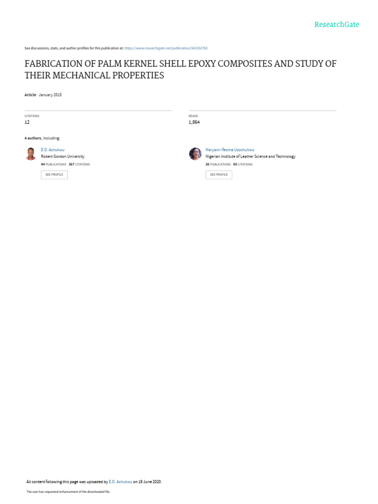 Palm Kernel Shell Epoxy Composites | PDF | Composite Material ...