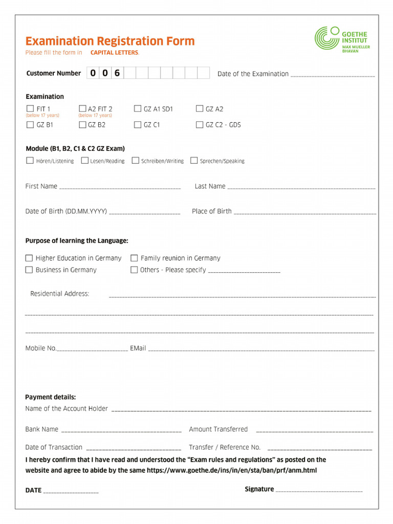 Goethe Exam Registration Guidelines | PDF | Travel Visa | Government ...