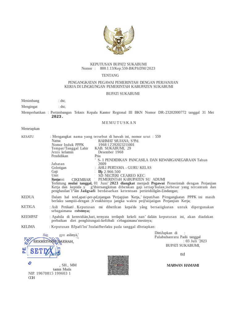 SK P3K Pak Rahmat | PDF