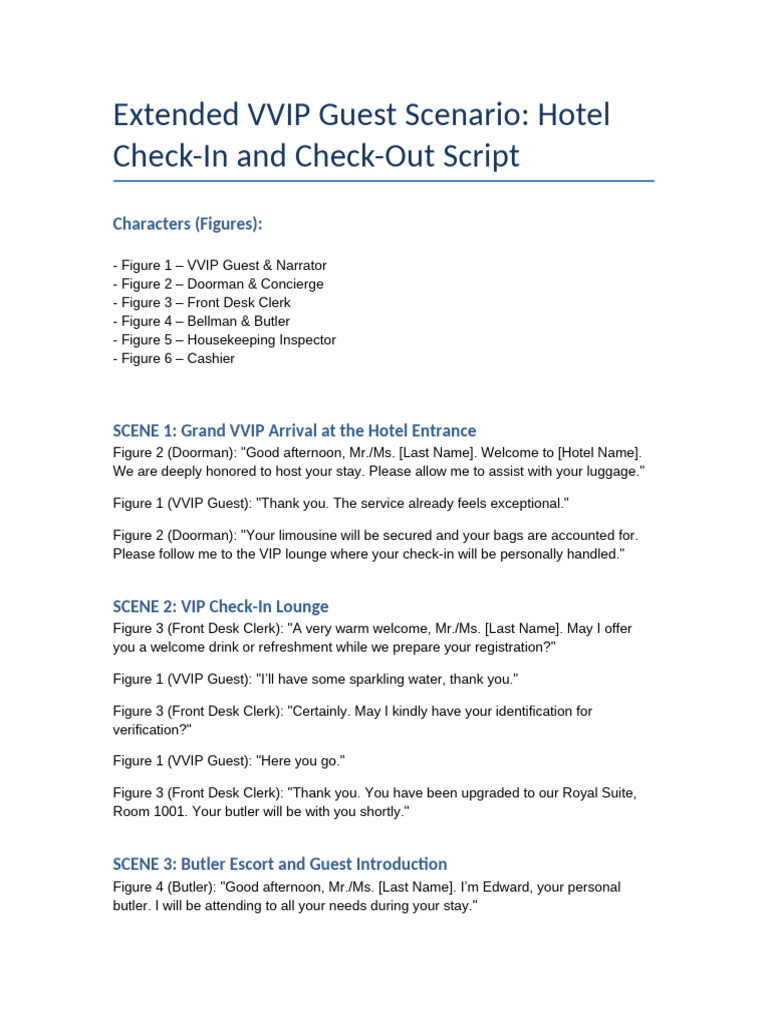 Extended_VVIP_Hotel_Script | PDF | Restaurants