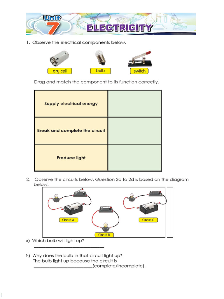 Unit 5 Electricity (Toys) Set1-7-8 | PDF