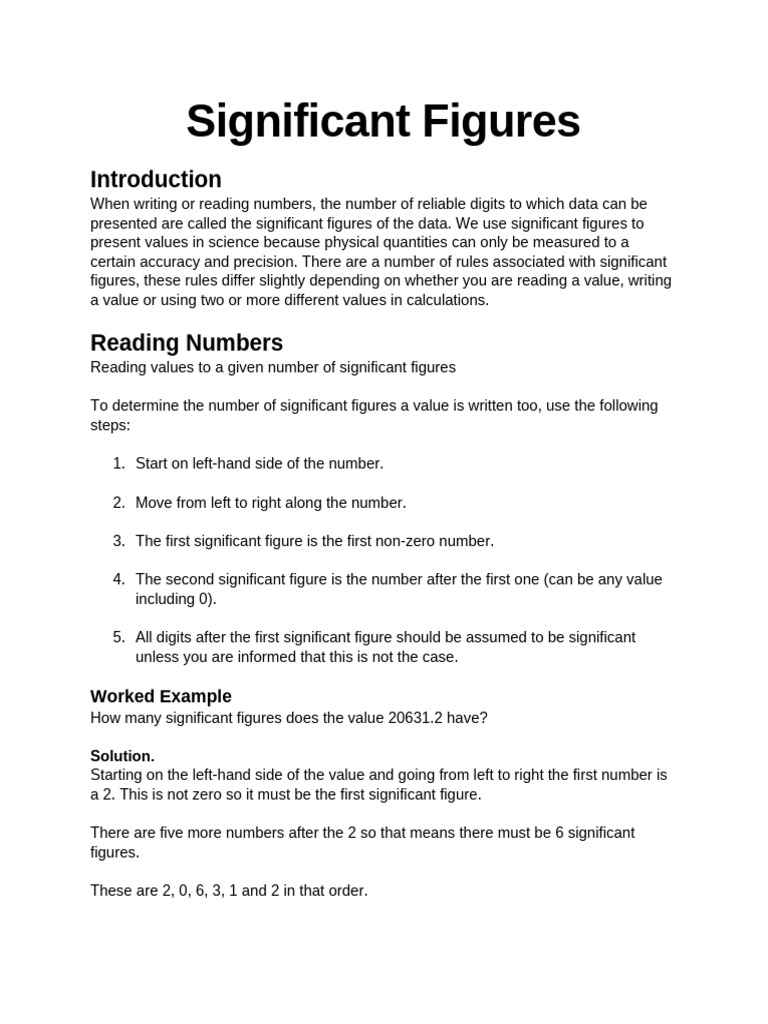 Week 1 - Lesson 3 - Significant Figures - Notes | PDF | Significant ...