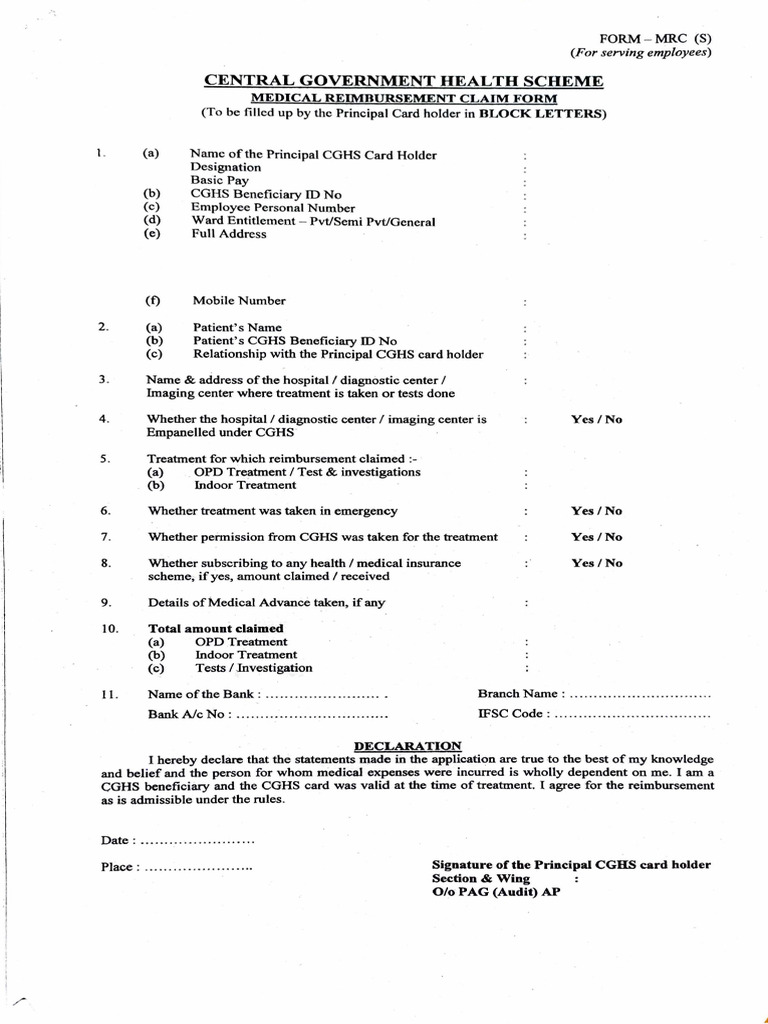 Medical Reimbursement Claim Form 0621388625be0f1 60565730 | PDF ...