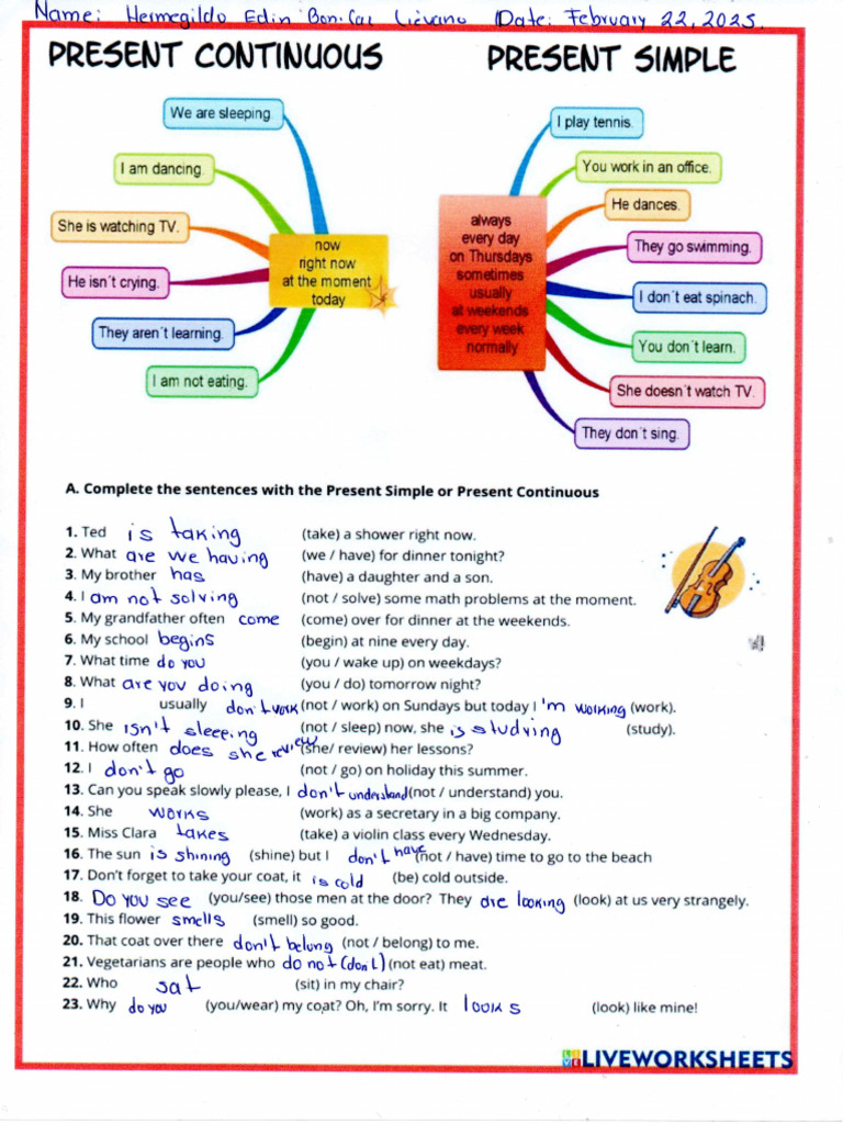 Week 1 Simple Present Vs Presenr Continuos | PDF