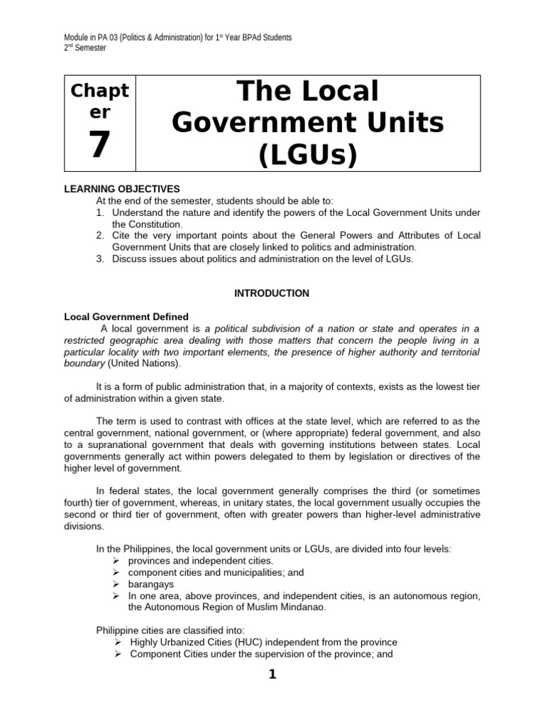 Understanding Local Government Units in the Philippines | PDF ...