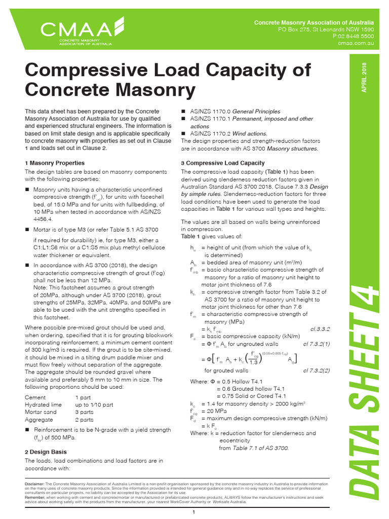Compressive Load Capacity of Concrete Masonry | PDF | Concrete | Masonry