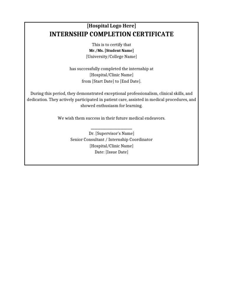 Designed Medical Internship Certificate | PDF
