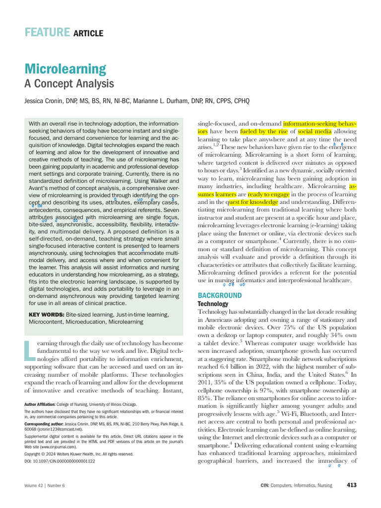 Concept Analysis of Microlearning | PDF | Learning | Educational Technology