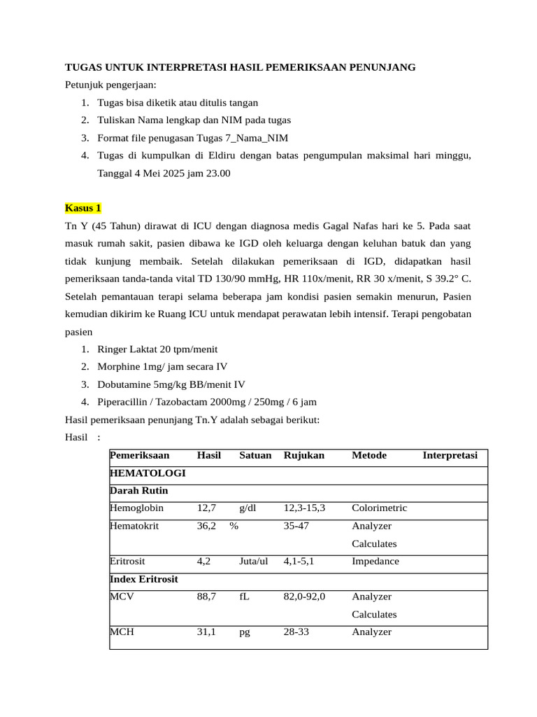 Interpretasi Hasil Pemeriksaan Medis ICU | PDF