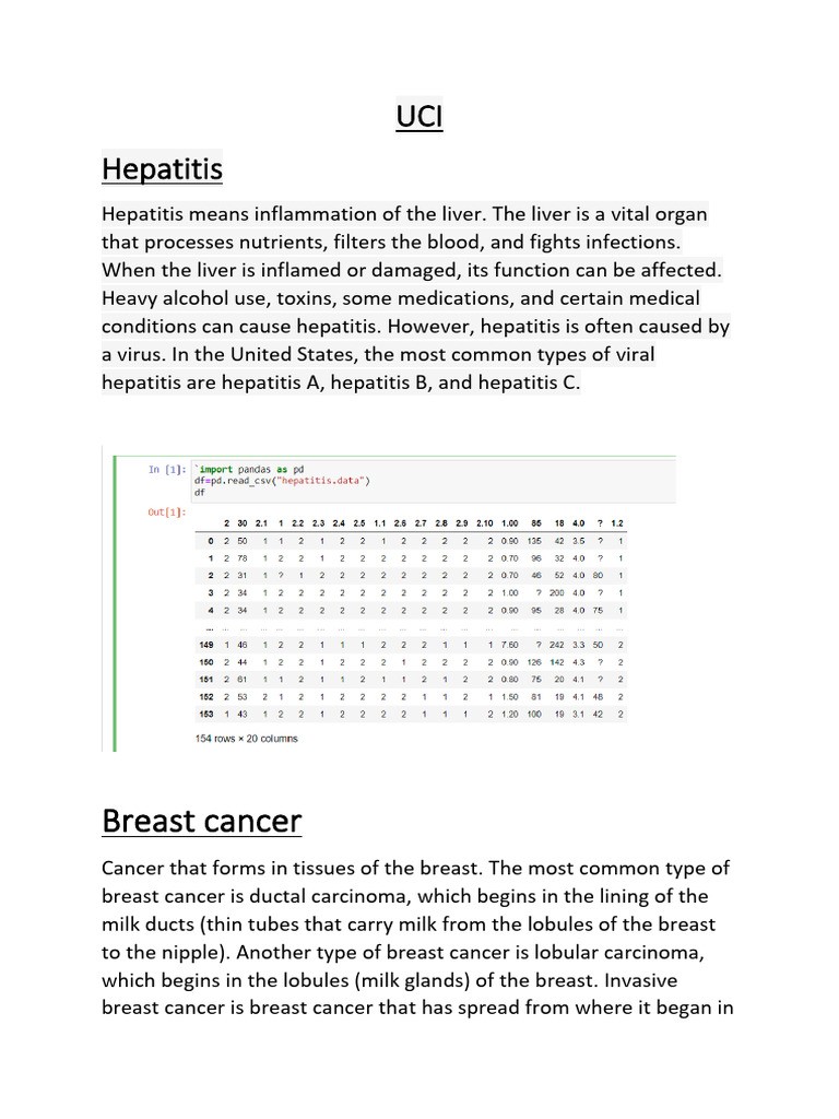 UCI Health and Dataset Overview | PDF | Hepatitis | Liver