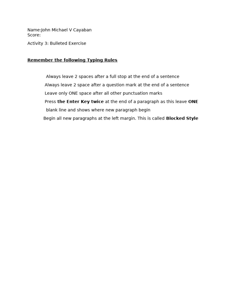 Bulleted Exercise | PDF