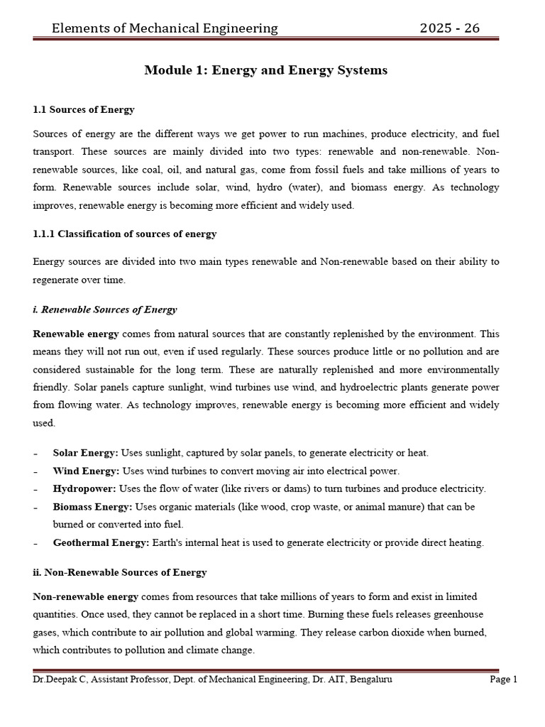 Energy Sources in Mechanical Engineering | PDF | Renewable Energy ...