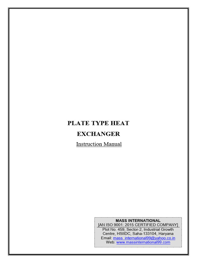 Plate Type Heat Exchanger | PDF | Water Heating | Heat Exchanger