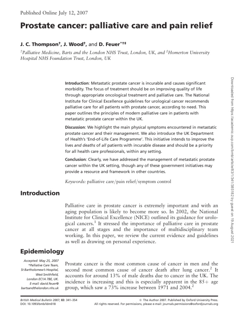 Palliative Care for Metastatic Prostate Cancer | PDF | Palliative Care ...