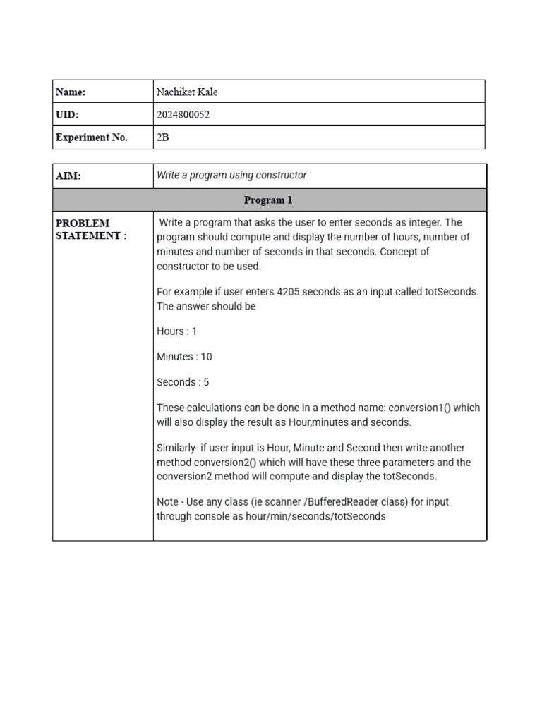 PSOOPL - Submission Template | PDF | Constructor (Object Oriented ...