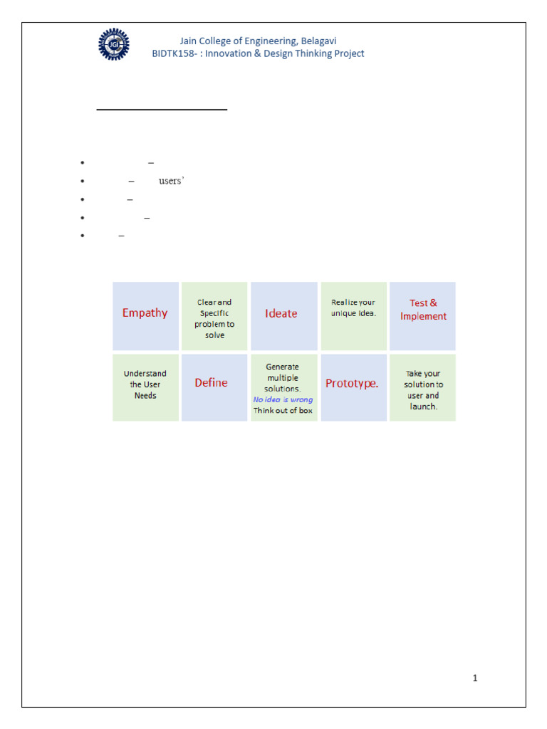 IDT Project Ideas for Engineering Students | PDF | Design Thinking ...