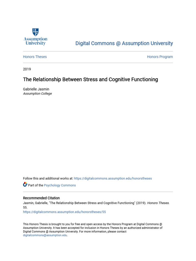 The Relationship Between Stress and Cognitive Functioning | PDF | Fight ...