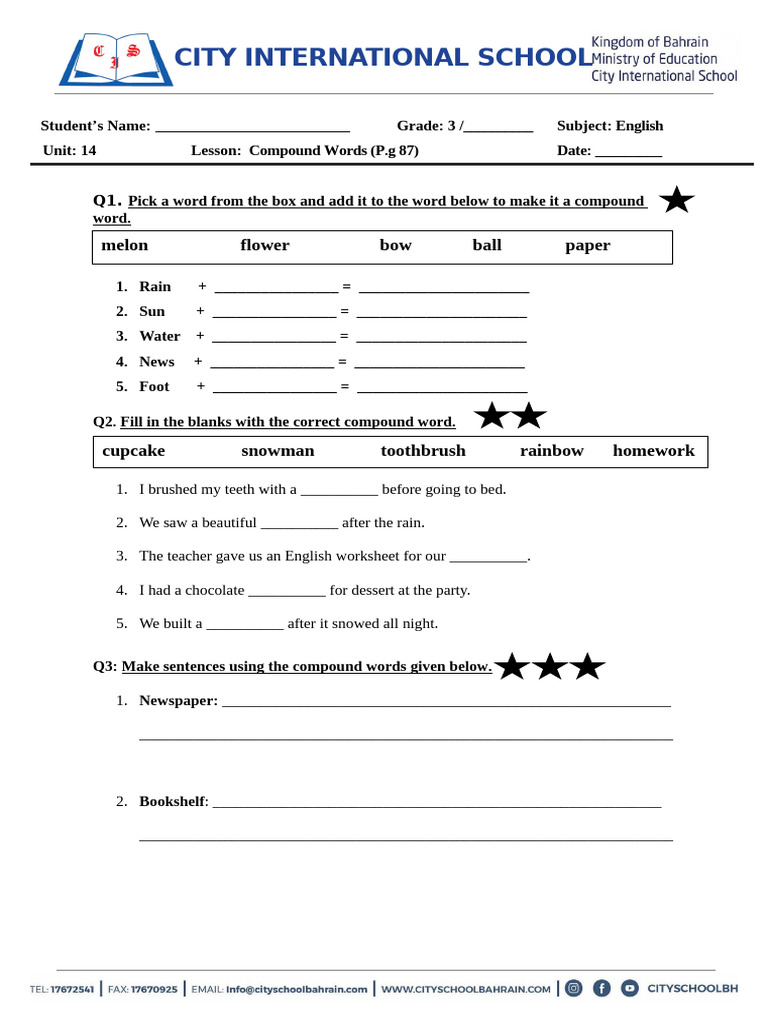Compound Nouns Day 1 | PDF