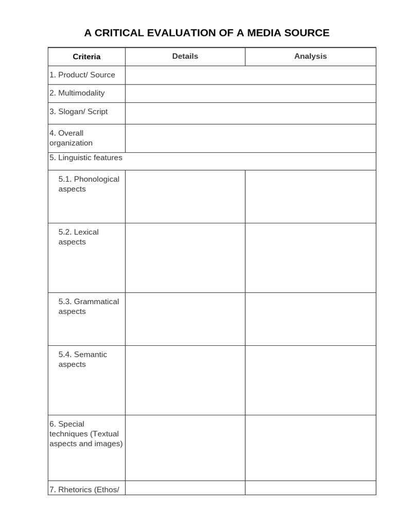 Evaluating Media Sources: Key Criteria | PDF
