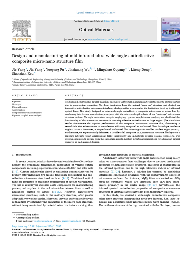 Design and Manufacturing of Mid-Infrared Ultra-Wide-Angle ...