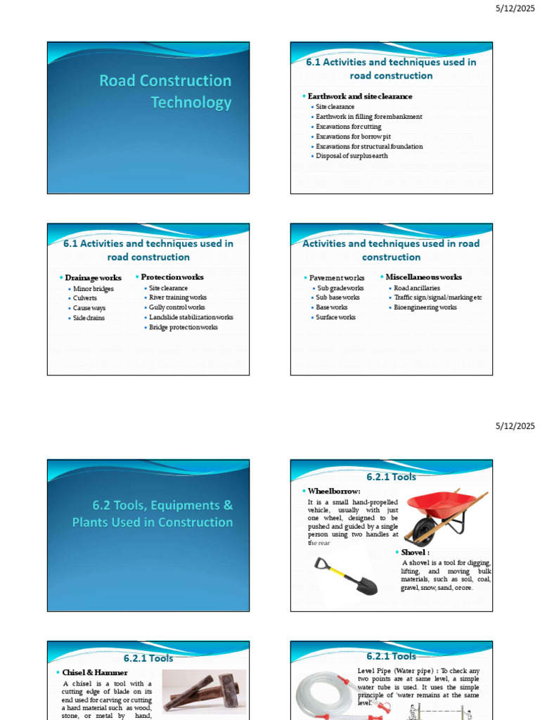 Road Construction Techniques and Tools | PDF | Concrete | Road Surface