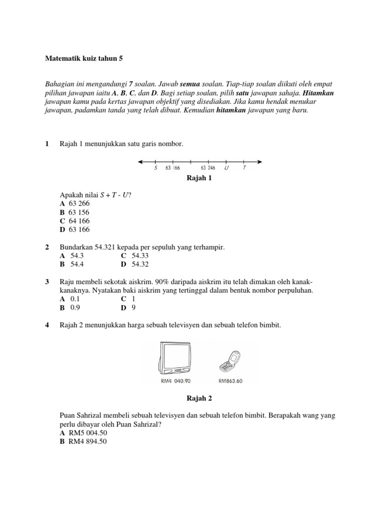Matematik Kuiz Tahun 2 3 4 5 6