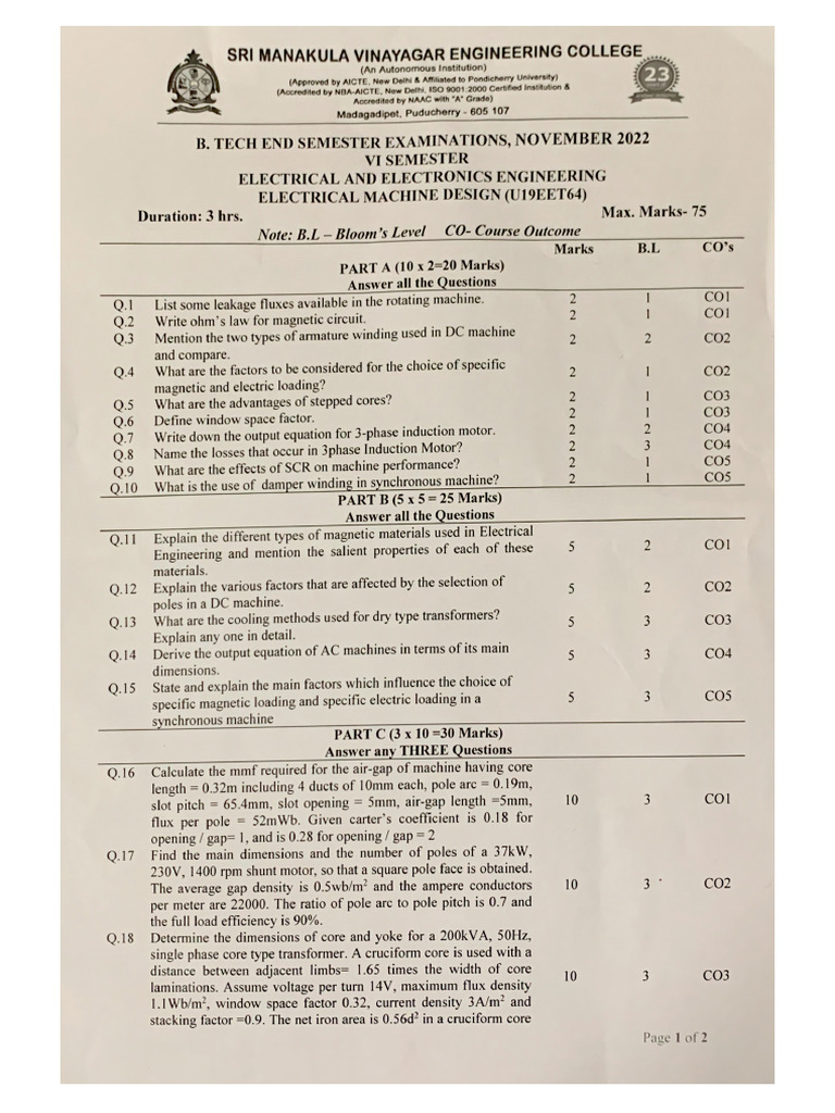 Emd Qs Paper - NOV 2022 | PDF