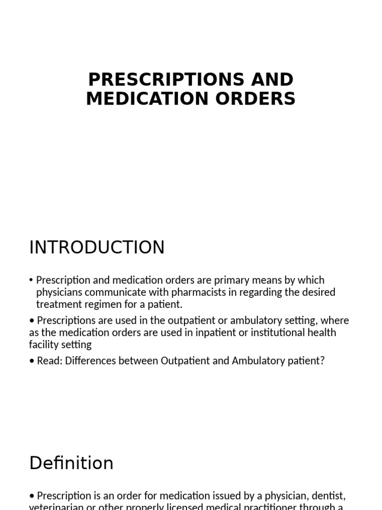 Understanding Prescriptions & Medication Orders | PDF | Medical ...