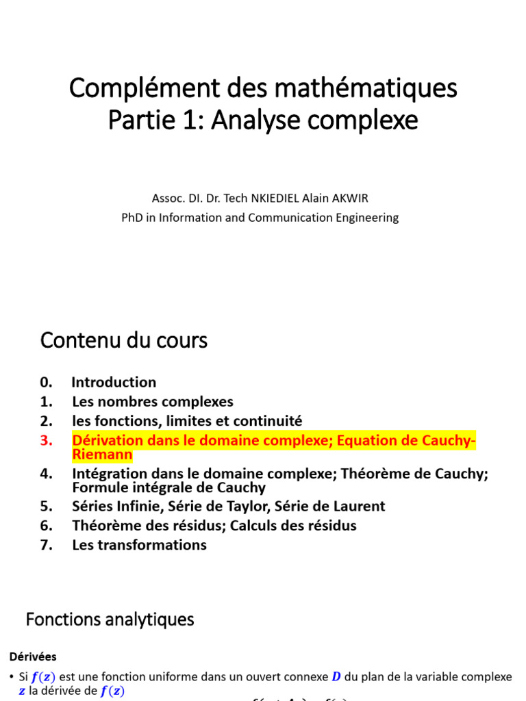 Analyse complexe : Fonctions et singularités | PDF | Analyse complexe ...