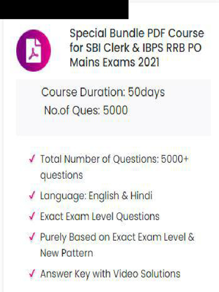 SBI Clerk & IBPS RRB PO Mains Course | PDF